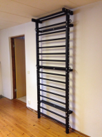 Steel Stall Bars in Black, 7'-6'' High, code 221-Metall