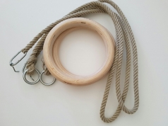  Wooden Gymnastic Rings with rope, code 1163