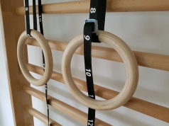 Anneaux de gymnastique en bois, avec sangle et boucles, référence 1163-sangle